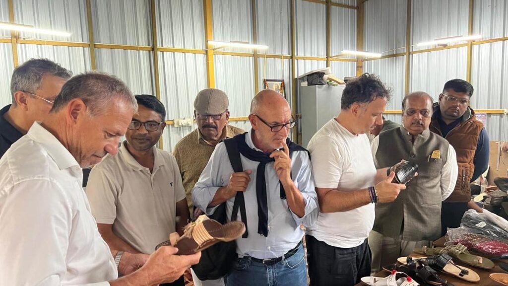 Prada technical team visits Kolhapuri chappal artisans, takes samples, gifted original design similar to their controversial leather sandals Prada technical team visits Kolhapuri chappal artisans, takes samples, gifted original design similar to their controversial leather sandals