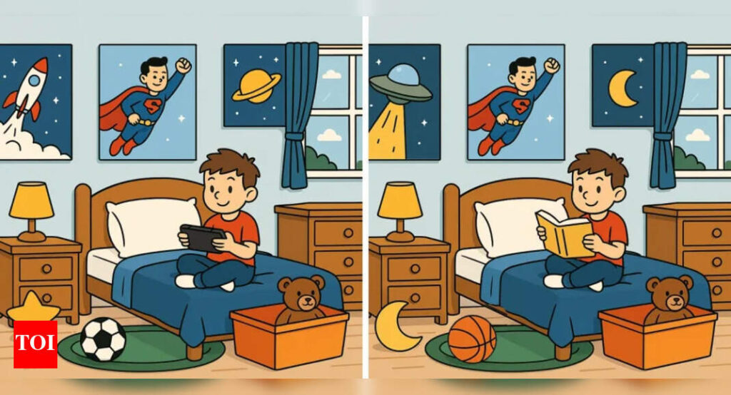 Optical illusion: Only a person with excellent eyesight and creative thinking can spot all 5 differences in the boy’s room in 10 seconds