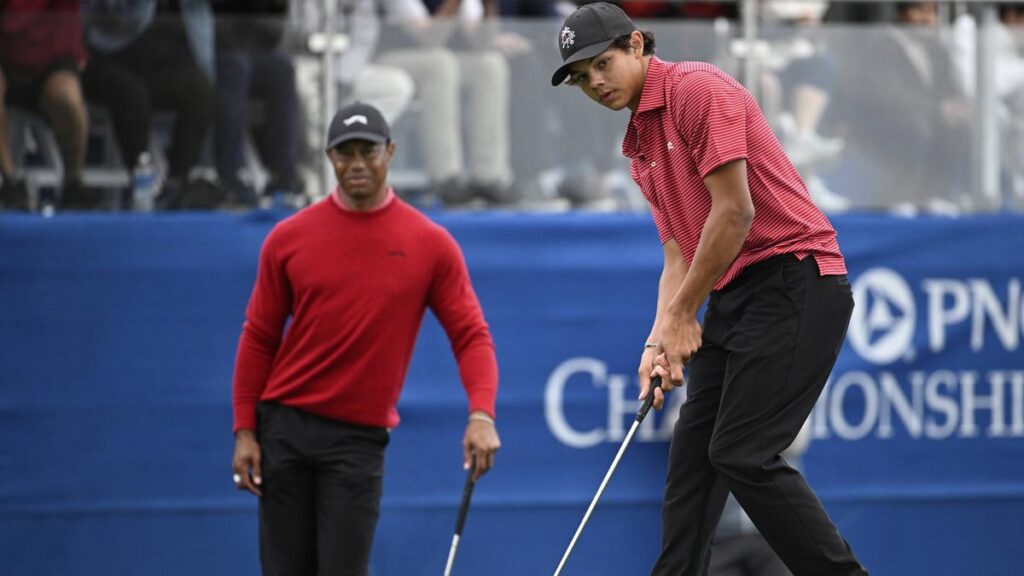 Tiger Woods watches son Charlie’s tough start at US Junior Amateur