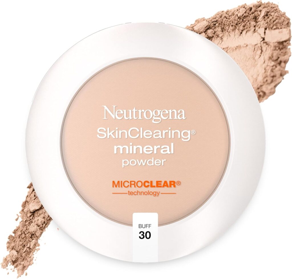 Neutrogena SkinClearing Mineral Acne-Concealing Pressed Powder Compact, Shine-Free & Oil-Absorbing Makeup with Salicylic Acid to Cover, Treat & Prevent Acne Breakouts, Buff 30, .38 oz