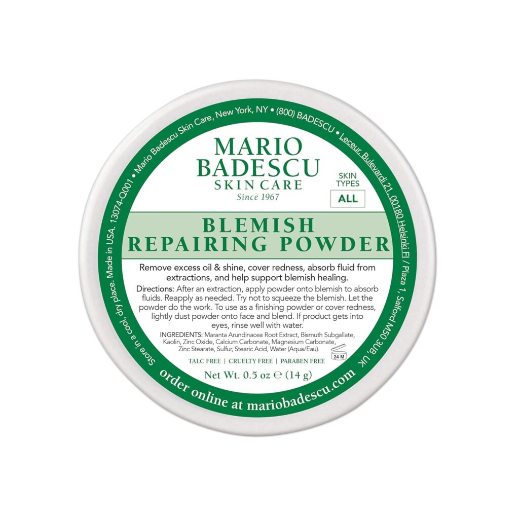 Mario Badescu Special Healing Blemish Repairing Face Powder for Oily and Troubled Skin, Reduces T-Zone Shine, Decongests Pores and Balances Excess Oil, Gentle Sulfur Powder for Skin Care