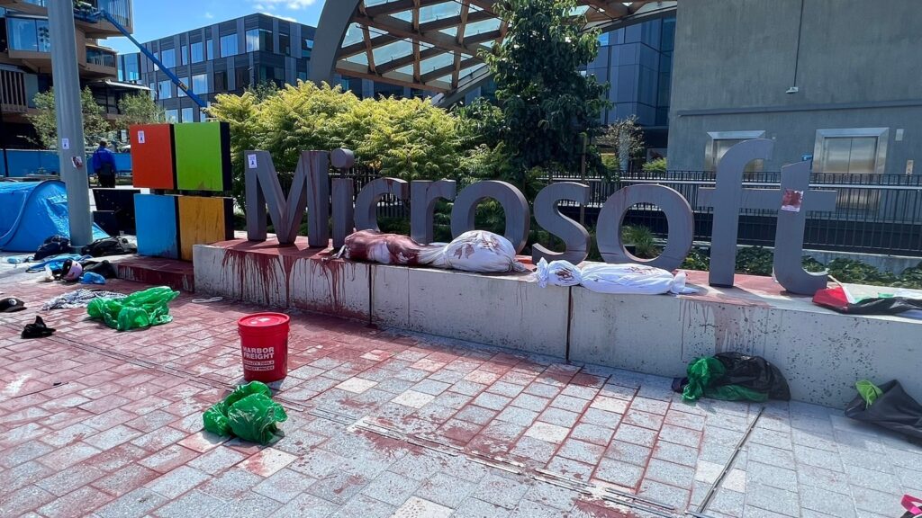 18 employees arrested at Microsoft campus, charged with trespassing, malicious mischief after red paint incident