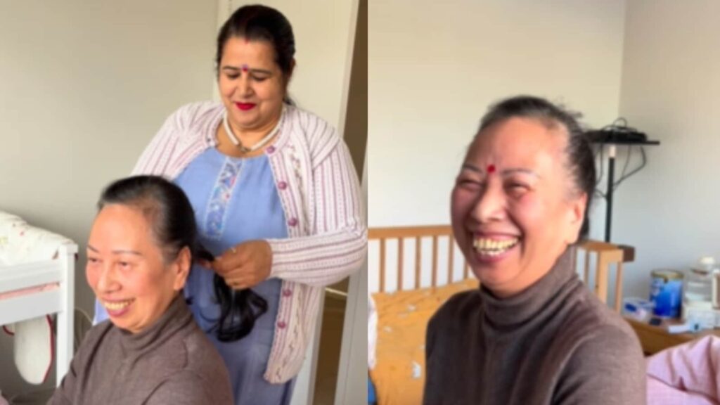 ‘Kitni pyari lag rahi ho’: Indian man’s mother adorably places bindi on Chinese mother-in-law. Watch | Trending