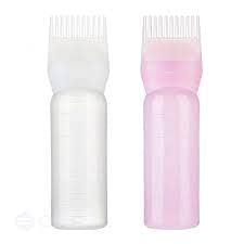 TWIREY Plastic Hair Oil Bottle, Oil Comb 120Ml Hair Tools Hair Dye Applicator Brush Bottles Styling Tool Hair Coloring (Pack Of 2), Multicolor
