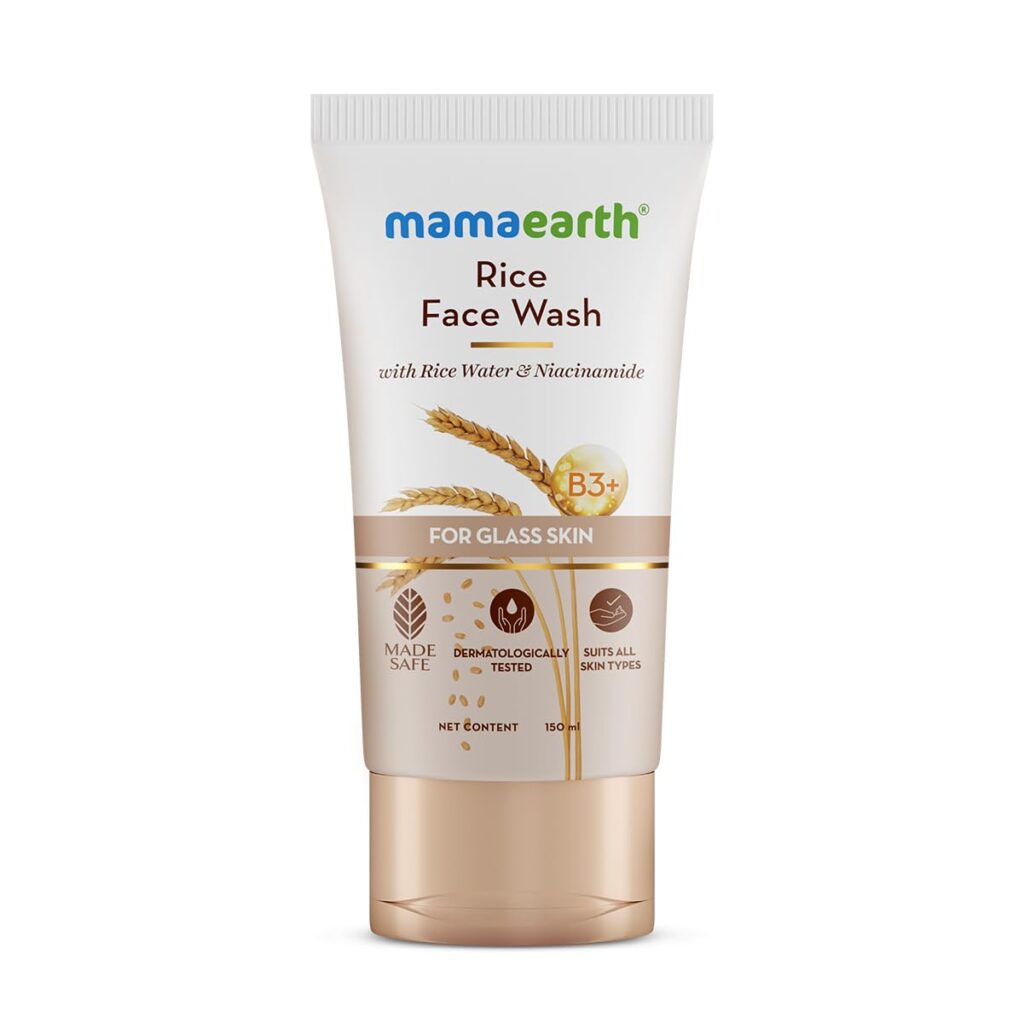 Mamaearth Rice Face Wash With Rice Water & Niacinamide for Glass Skin | For Hydrated & Even Skin Tone | Glowing & Brightening | Korean skin Care Product | For All Skin Types | For Men & Women | 150 ml