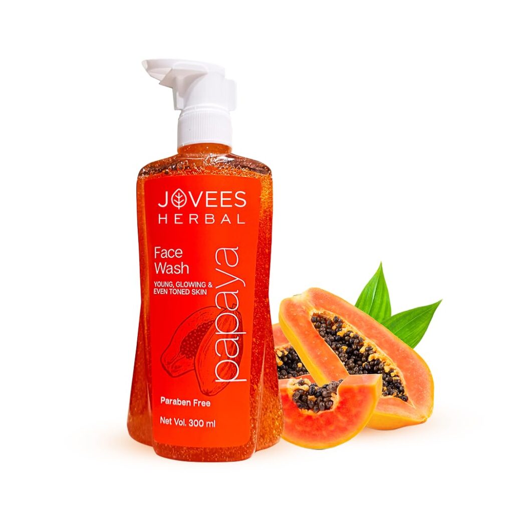 Jovees Herbal Papaya Face Wash For Glowing and Clear Skin with Papaya & Bilberry fruit Ext | Gentle Cleanser For Brightens Skin, Removes Pigmentation & Dark Spots | Suitable For All Skin Types - 300ml