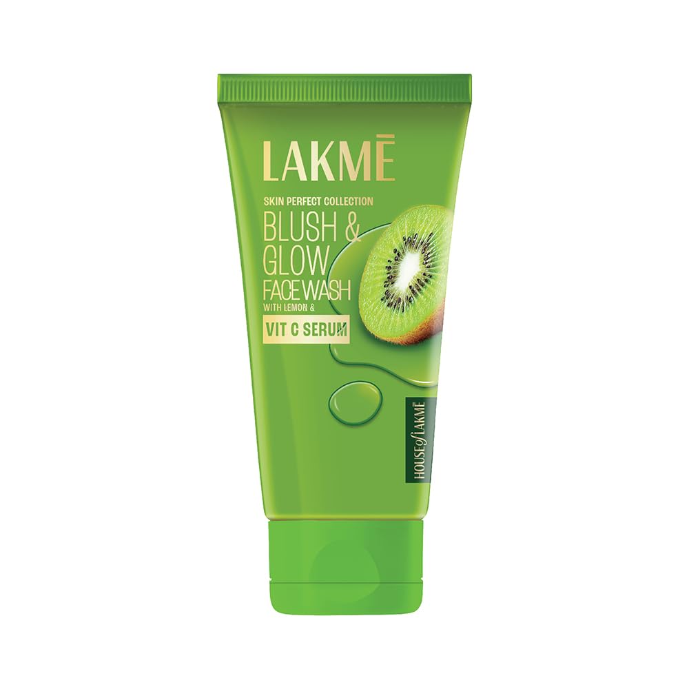 LAKMÉ Blush & Glow Exfoliating Face Wash with Vitamin C Serum, Refreshing and Gentle Facewash with Kiwi Fruit Extracts, 100gm