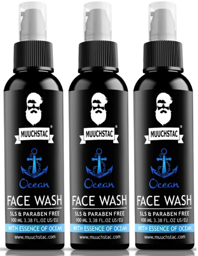 Muuchstac Ocean Face Wash for Men | Fight Acne & Pimples, Brighten Skin, Clears Dirt, Oil Control, Refreshing Feel - Multi-Action Formula (3x100 ml)