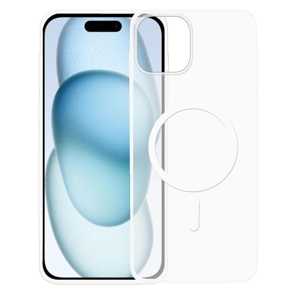 amazon basics Luxury Paper Thin Case Cover for iPhone 15 Plus 5G | Matte Finish | Compatible with magsafe | (White, iPhone 15 Plus 5G)