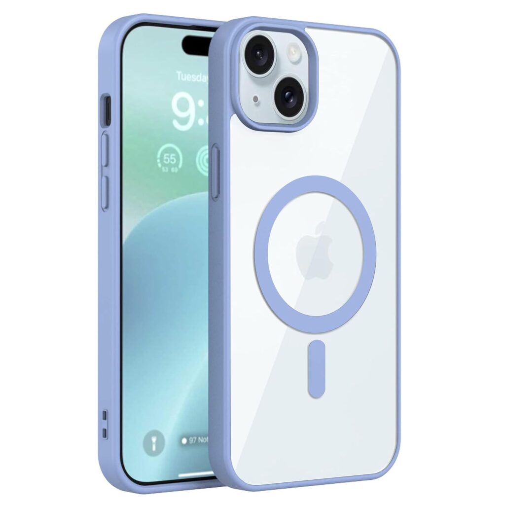 amazon basics Back Case Cover for iPhone 15 Plus (Thermoplastic Polyurethane_MagSafe-Sierrablue)