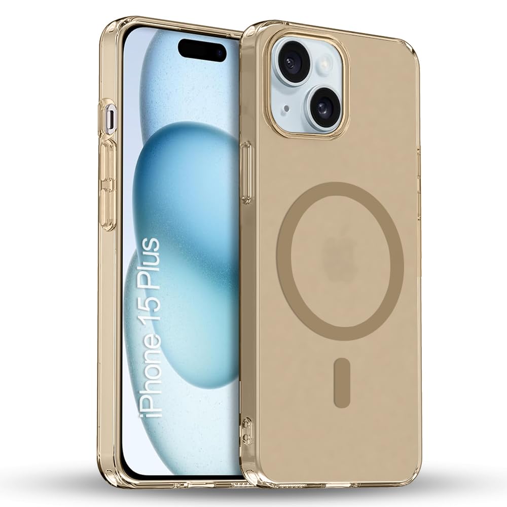TOUCCH iPhone 15 Plus Magnetic Matte Case | Shock Proof & Paper Thin Design | Magsafe Wireless Charging Cover for Apple iPhone 15 Plus | Sleek Hard Thin Crystal Cover (Premium-Brown)
