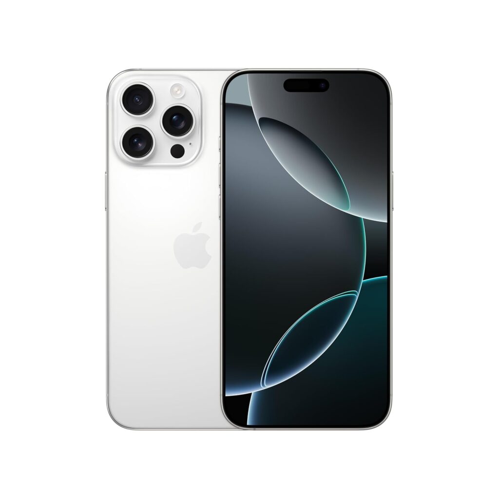 iPhone 16 Pro Max 256 GB: 5G Mobile Phone with Camera Control, 4K 120 fps Dolby Vision and a Huge Leap in Battery Life. Works with AirPods; White Titanium