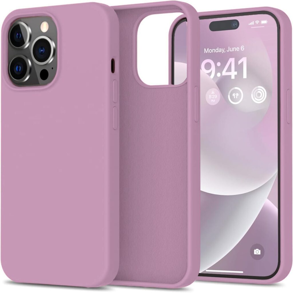 LOXXO® Microfiber Candy Case Compatible for iPhone 14 PRO MAX, Shockproof Slim Back Cover Liquid Silicone Case (Lilac)