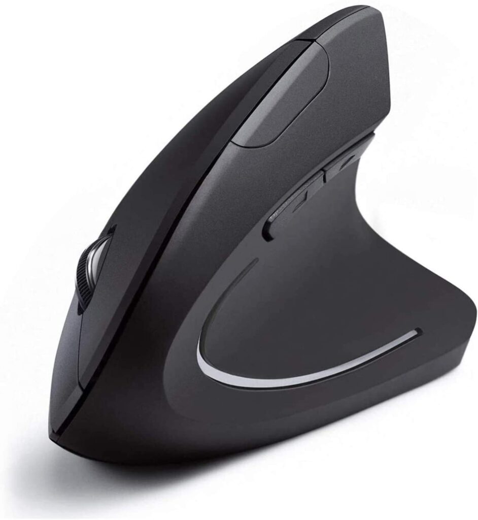 atdaraz Rechargeable Ergonomic Wireless, 2.4G USB Vertical Ergonomic Mouse with 6 Buttons 3 Adjustable DPI 800/1200/1600 Levels Compatible with Computer, Desktop, Laptop, PC, Mac- Black