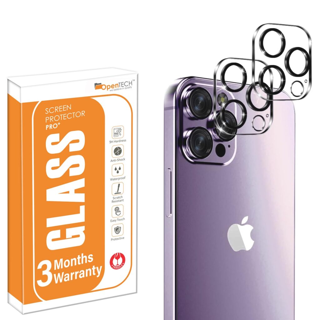 OpenTech® Premium Camera Lens Protector Tempered Glass Compatible For iPhone 14 Pro/iPhone 14 Pro Max With Edge To Edge Coverage (Full Transparent) (Pack of Two)