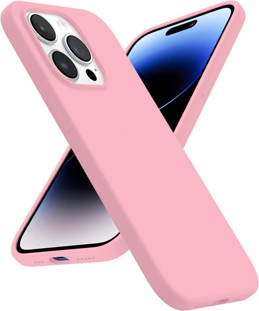 LOXXO® Microfiber Candy Case Compatible for iPhone 14 PRO MAX, Shockproof Slim Back Cover Liquid Silicone Case (Baby Pink)