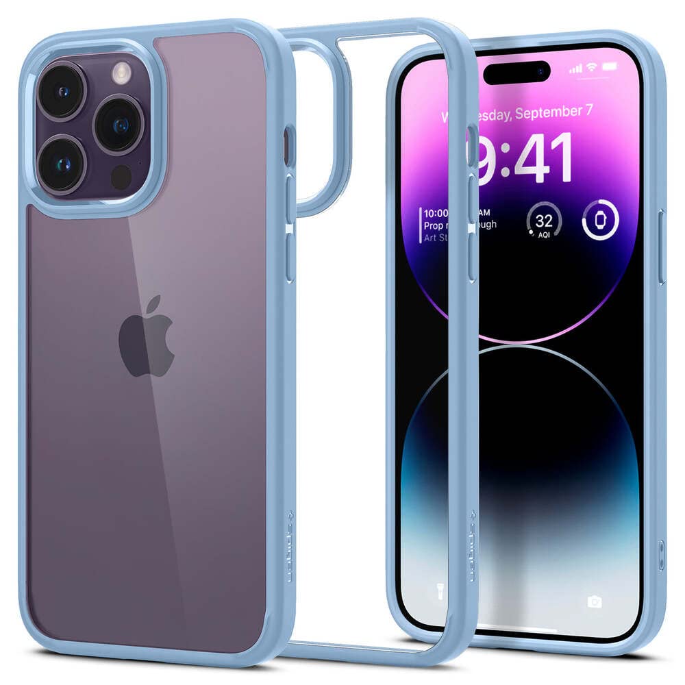 Spigen Ultra Hybrid Back Cover Case Compatible with iPhone 14 Pro Max (TPU + Poly Carbonate | Sierra Blue)