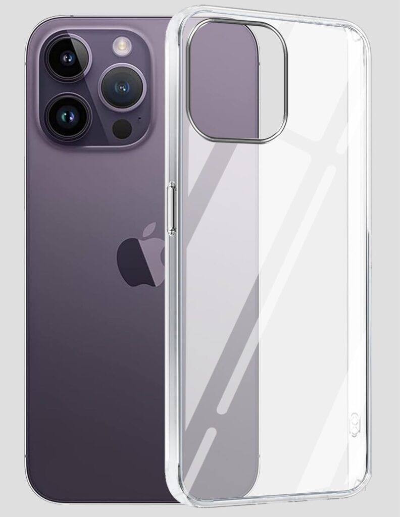 Jkobi Lifetime Anti-Yellow Clear Back Cover Case for Apple iPhone 14 Pro Max (Sleek Hard Crystal | Shockproof and Camera Protection)