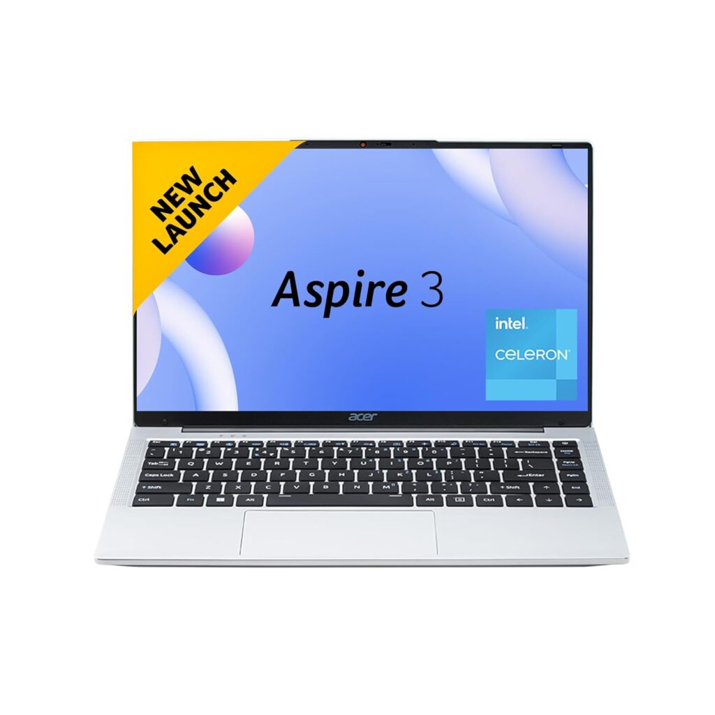 Acer Aspire 3 Laptop Intel Core Celeron N4500 Processor Laptop (8 GB LPDDR4X SDRAM/256 GB SSD/Win11 Home/38 WHR/HD Webcam) A324-45 with 35.56 cm (14") HD Display, Pure Silver, 1.3 KG