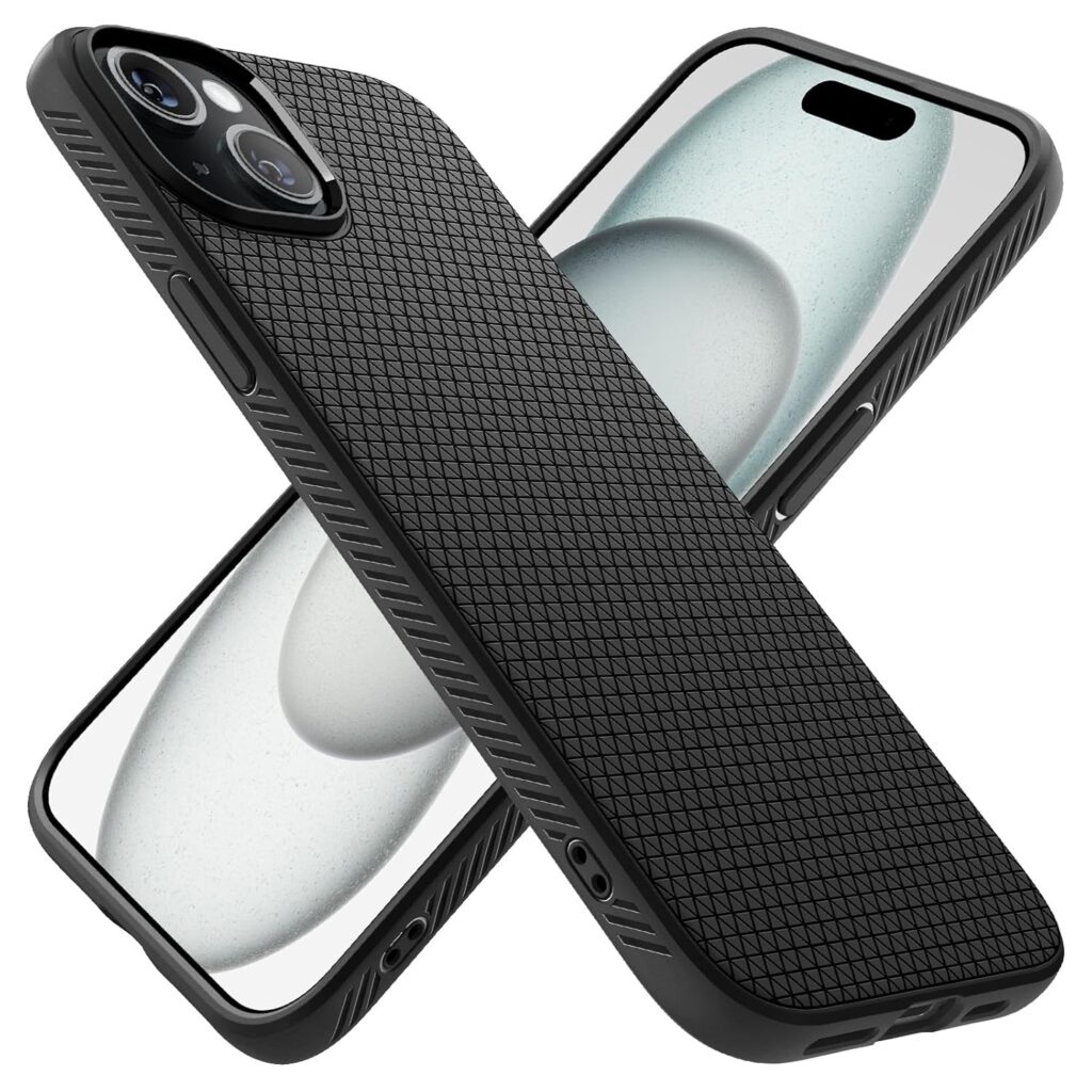 Spigen Liquid Air Back Cover Case Compatible with iPhone 15 Plus (TPU | Matte Black)