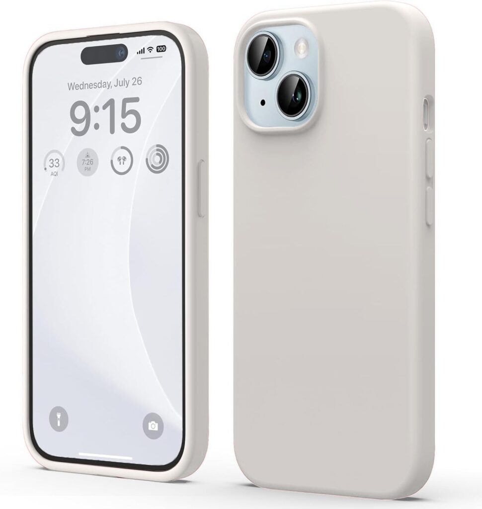 DIZORO Compatible for iPhone 15 Plus Case 6.7, Slim Liquid Silicone Case 3 Layers Full Covered Soft Gel Rubber Phone Case Protective Cover 6.7 Inch - Stone Grey