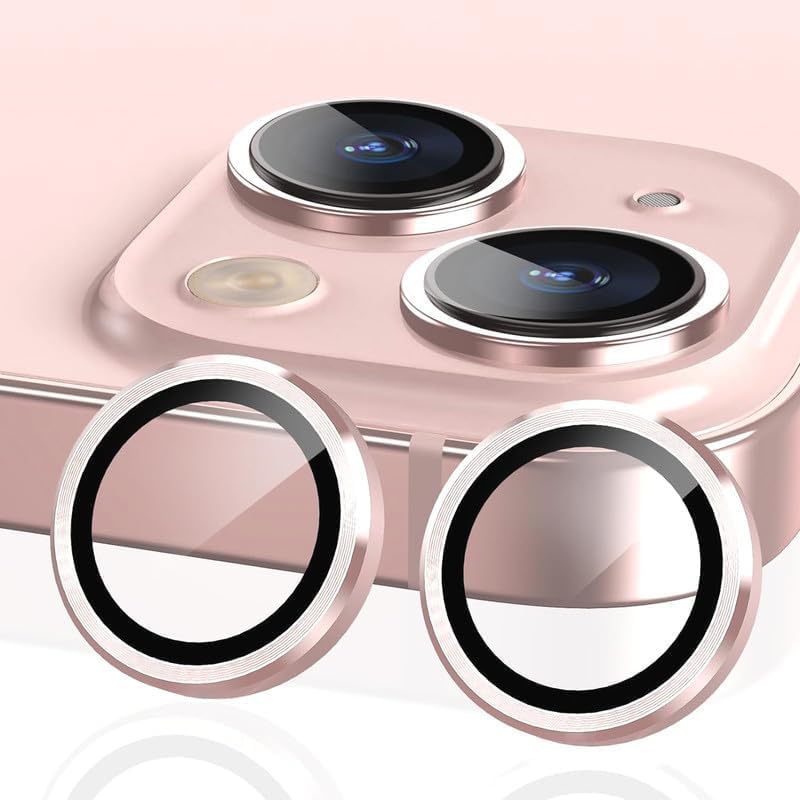 ZedGear Camera Lens Protector for iPhone 15 6.1"& iPhone 15 Plus 6.7", Tempered Glass Camera Lens Protector Tempered Glass Lens Ring Cover Fit for iPhone 15/iPhone 15 Plus (Pink)
