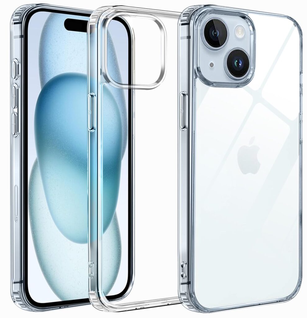 Amazon Brand - Solimo Ultra Hybrid Clear Camera Protection Back Cover Case for iPhone 15 Plus - (Transparent)