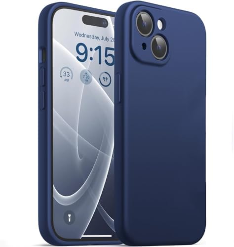 TOUCCH iPhone 15 Plus Soft OG Silicone Back Case| Shock Proof Design & Camera Protection | Premium Rubberised Cover (Microfiber Lining) for iPhone 15 Plus | Ultra Smooth Silicone - Dark Blue