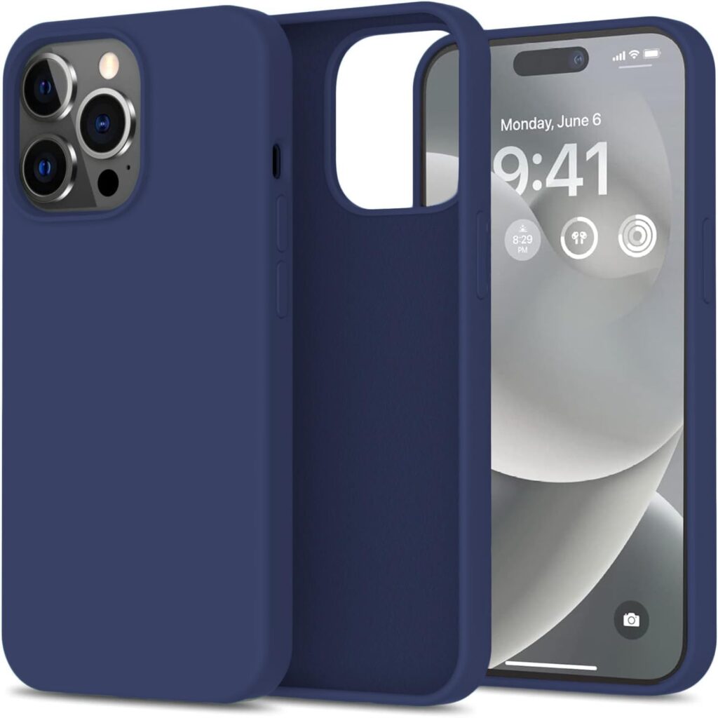 LOXXO® Microfiber Candy Case Compatible for iPhone 14 PRO MAX, Shockproof Slim Back Cover Liquid Silicone Case (Navy Blue)