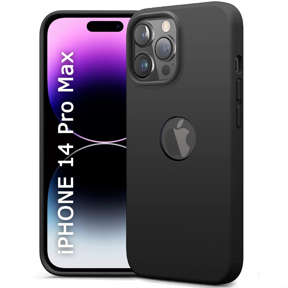 TheGiftKart Genuine Liquid Silicone Back Cover Case for iPhone 14 Pro MAX | Soft Micro-Fibre Lining Inside | Camera Protection Bump | Shockproof Back Cover Case for iPhone 14 Pro MAX (Silicone, Black)