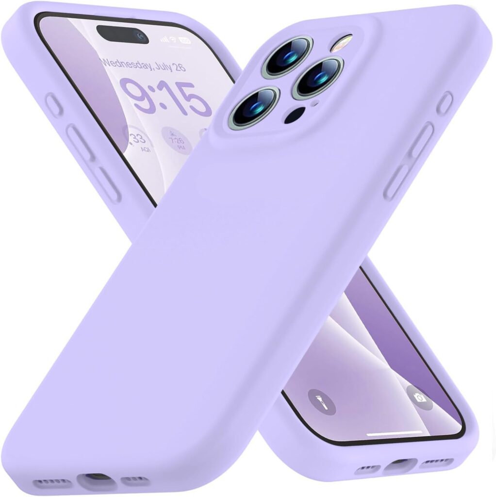 LOXXO® Microfiber Square Candy Case Compatible for iPhone 14 PRO MAX, Shockproof Slim Back Cover Liquid Silicone Case -Forest Green (Purple)