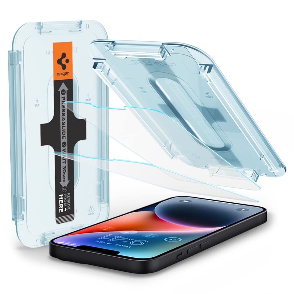Spigen Ez Fit Tempered Glass Full Screen Protector Guard For iPhone 14 Plus / 13 Pro Max Smartphone- 2 Pack