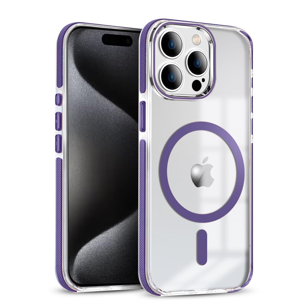 Mintzz ®️ for iPhone 14 Pro Max Case, Compatible with MagSafe, Military-Grade Protection, Yellowing Resistant, Scratch-Resistant TPU Back, Magnetic Phone Case for iPhone 14 Pro Max, Clear Purple