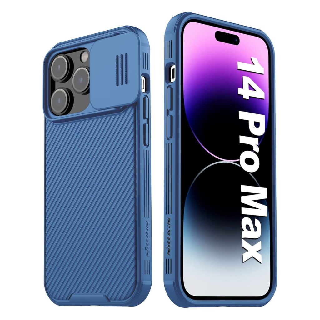 Nillkin Thermoplastic Polyurethane for iPhone 14 Pro Max Case, Camshield Pro 14 Pro Max Case with Slide Camera Cover, Back Cover Case Compatible with iPhone 14 Pro Max 5G 2022 6.7'' (Blue)