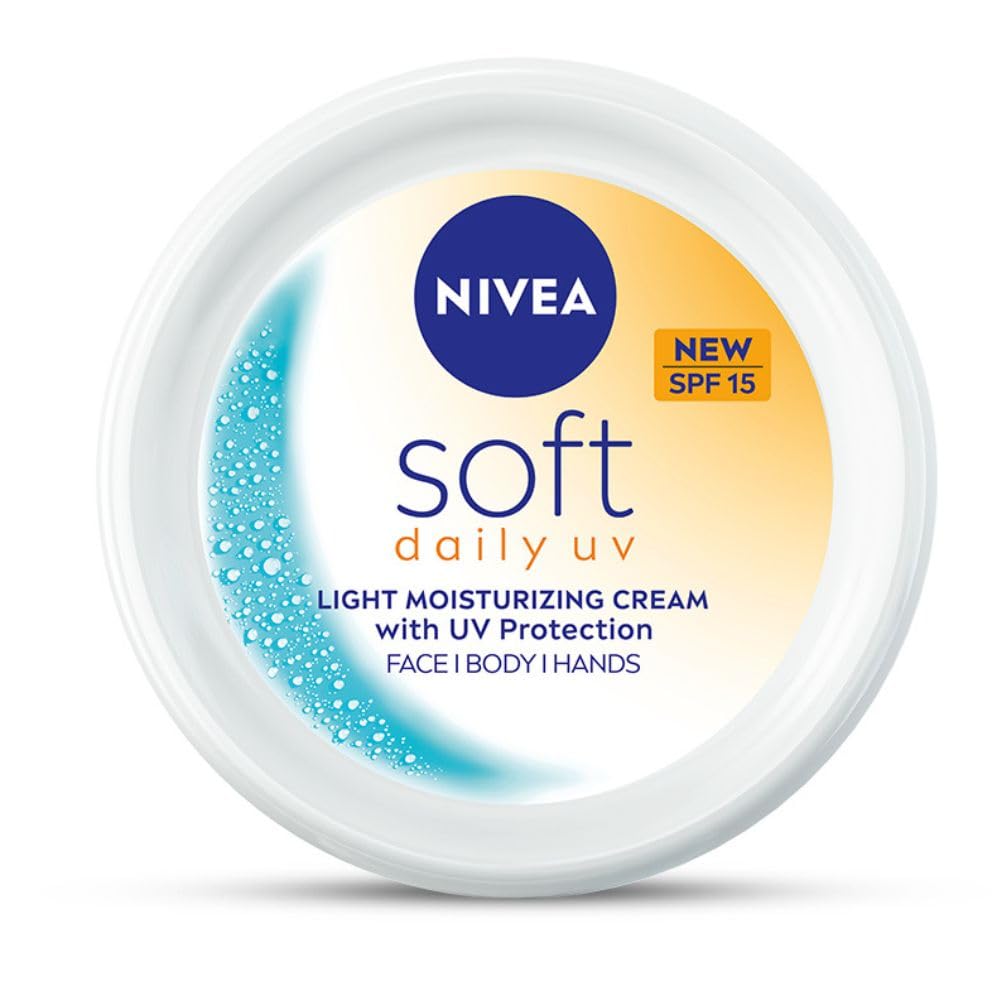 NIVEA Soft Daily UV Light Moisturising Cream with SPF-15, Vitamin E, Shea butter and Jojoba oil | Light Weight & Non Greasy | 48 H Hydration| UV Protection | All Skin types |100ml