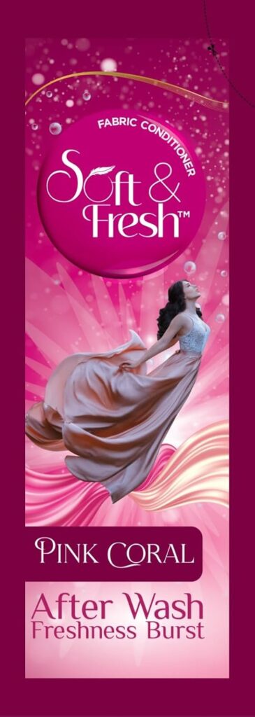 Soft & Fresh Pink Coral fabric conditioner 20ml sachet (60pcs) after wash increase Freshness (60 x 20 ml)