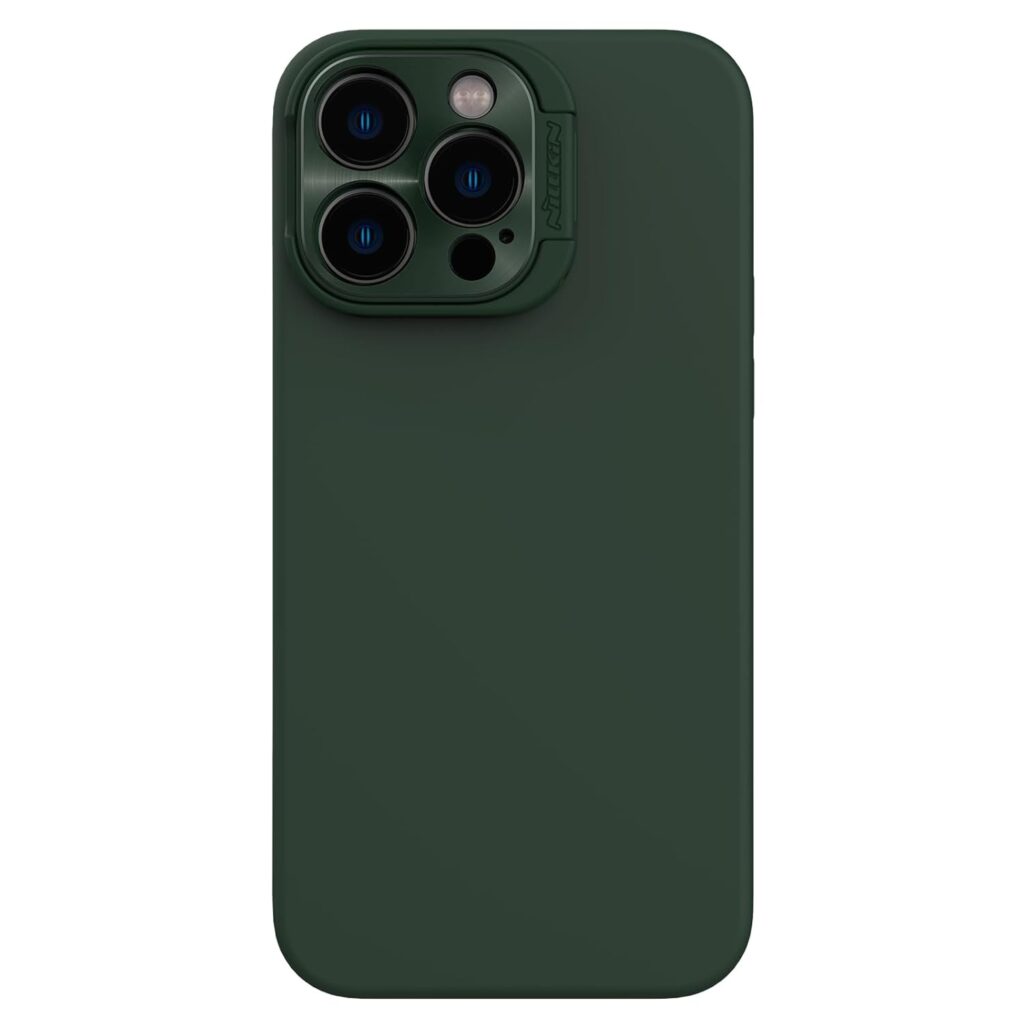 Nillkin Case for Apple iPhone 14 Pro Max (6.7" Inch) Lens Wing Magnetic for Mag Safe Metal Camera Lens Protect Hidden Stand Liquid Silicon & Fibre Green Color