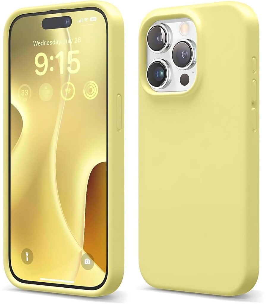 Aa TrendX Silicon Case Cover Compatible with iPhone 14 Pro Max Case Cover | Slim Fit Silicone Back Case for iPhone 14 Pro Max/Camera Protection/Hard Edge/Premium Back Case Cover/ (Yellow)