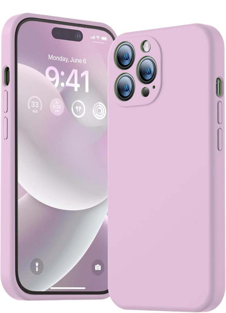 LOXXO® Microfiber Square Candy Case Compatible for iPhone 14 PRO MAX, Shockproof Slim Back Cover Liquid Silicone Case -Forest Green (Lilac)