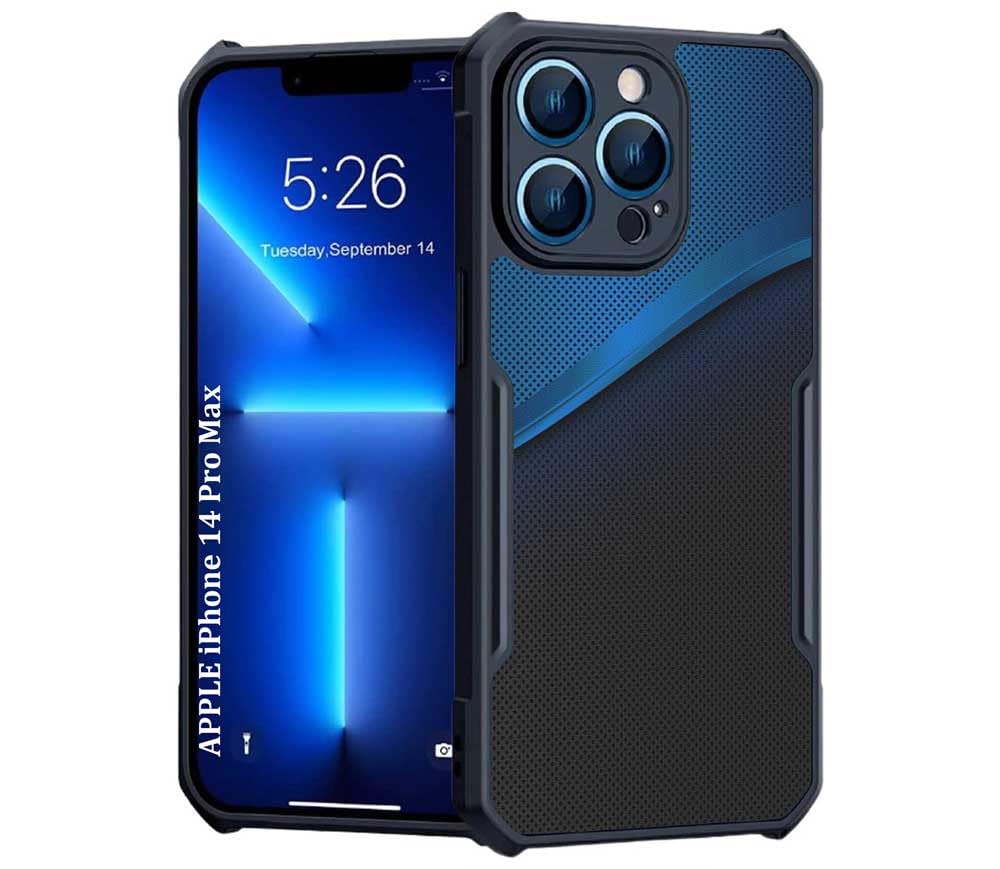 Phone Back Cover | Compatible with Apple iPhone 14 Pro Max | Pattern : Black and Blue Bright Design_6797