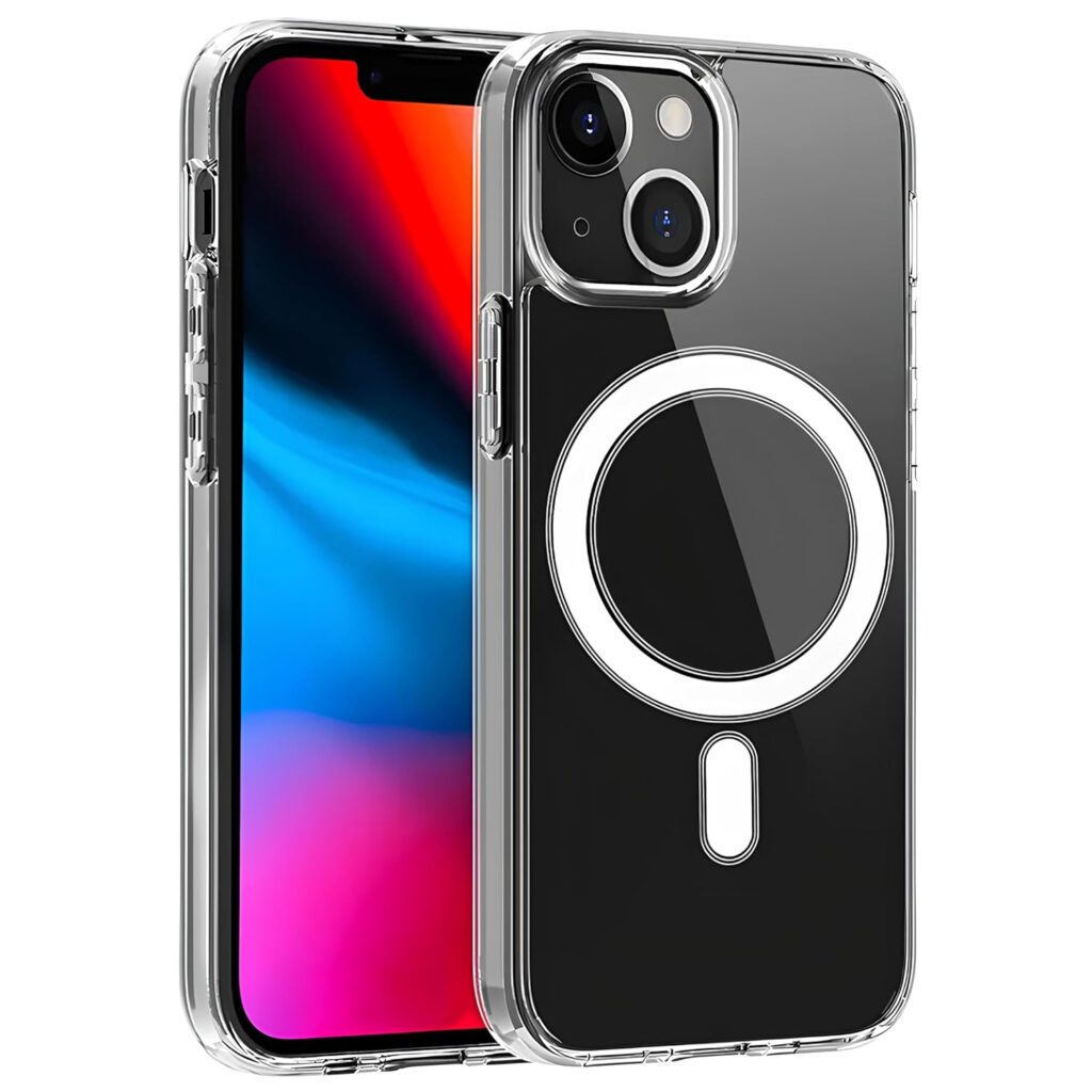 Dsynk Gear Back Cover Case for iPhone Offers MagSafe Compatibility | Crystal-Clear Design | Camera Protection | Durable PC & TPU Construction (Transparent, iPhone 14)