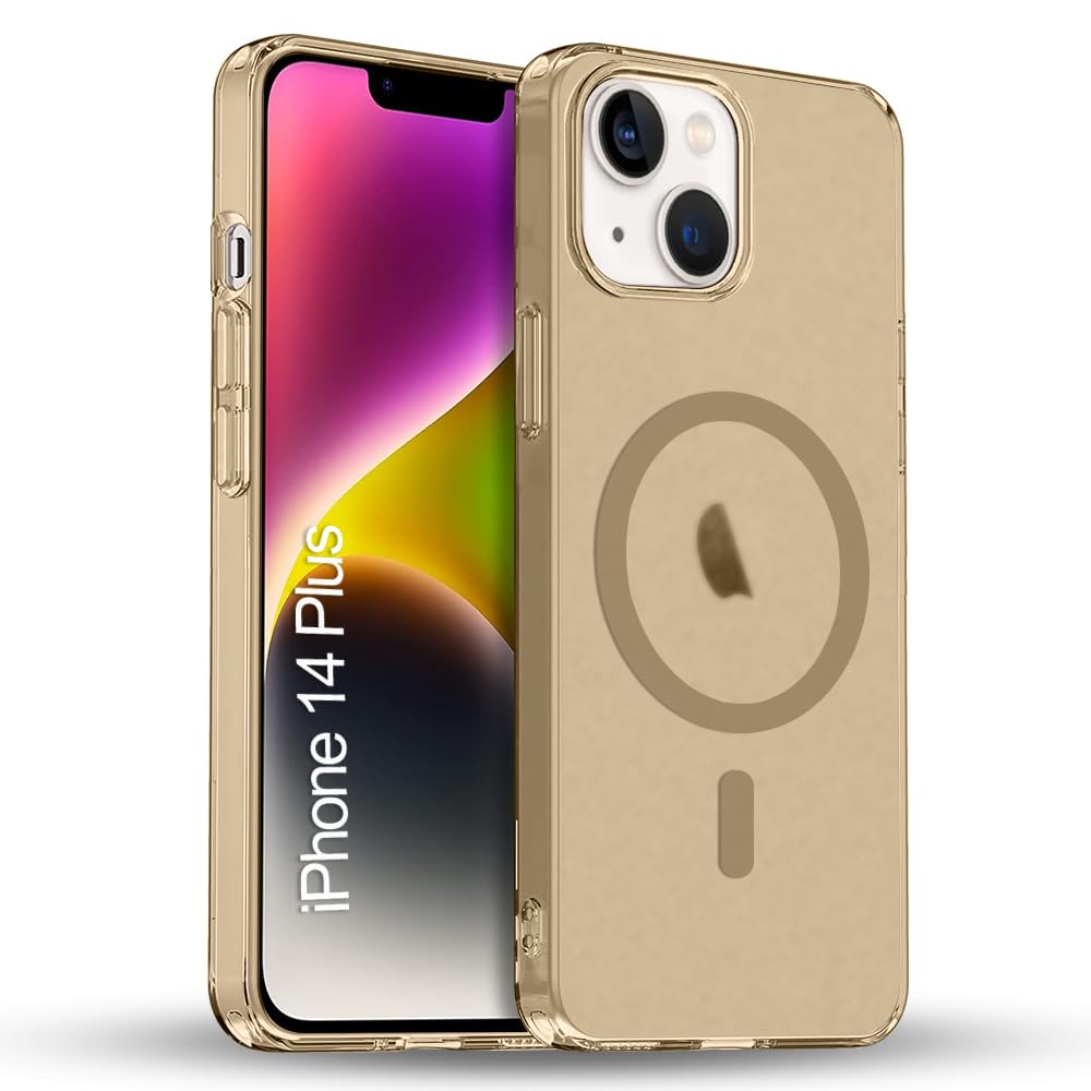 TOUCCH iPhone 14 Plus Magnetic Matte Case | Shock Proof & Paper Thin Design | Magsafe Wireless Charging Cover for Apple iPhone 14 Plus | Sleek Hard Thin Crystal Cover (Premium-Brown)