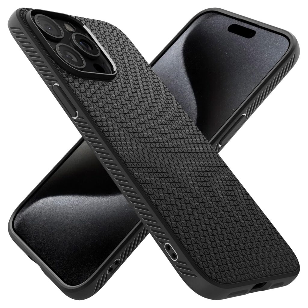 Spigen Liquid Air Back Cover Case Compatible with iPhone 15 Pro Max (TPU | Matte Black)