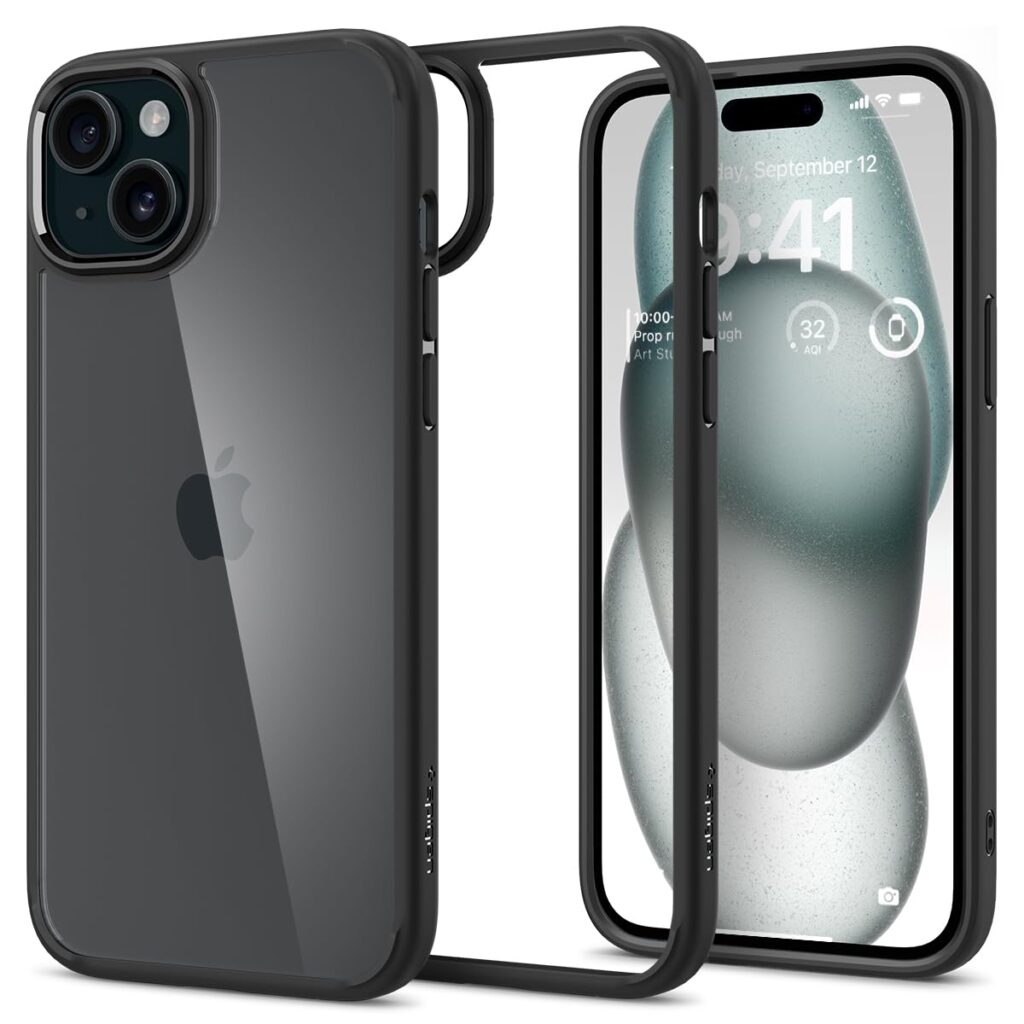 Spigen Ultra Hybrid Back Cover Case Compatible with iPhone 15 Plus (TPU + Poly Carbonate | Matte Black)