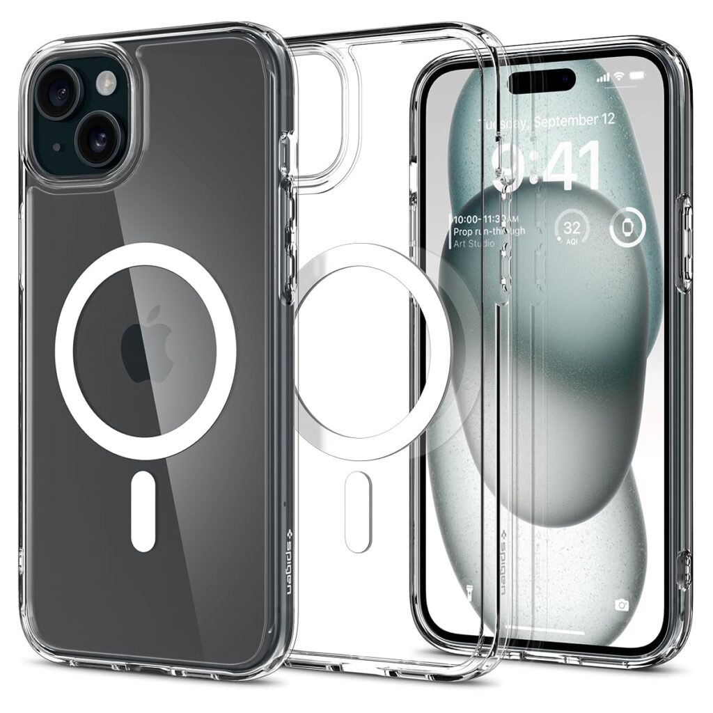 Spigen Ultra Hybrid MagFit Back Cover Case Compatible with iPhone 15 Plus (TPU + Poly Carbonate | White)