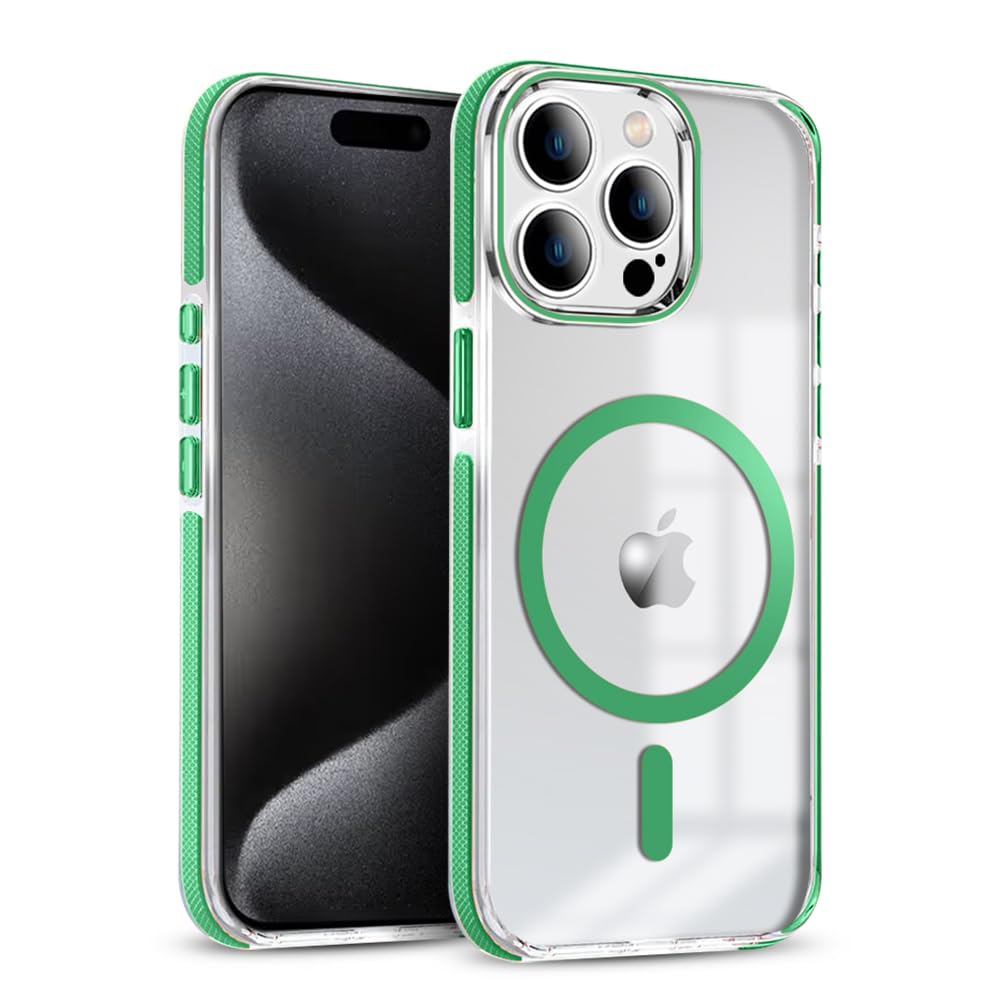 Mintzz ®️ for iPhone 14 Pro Max Case, Compatible with MagSafe, Military-Grade Protection, Yellowing Resistant, Scratch-Resistant TPU Back, Magnetic Phone Case for iPhone 14 Pro Max, Clear Green