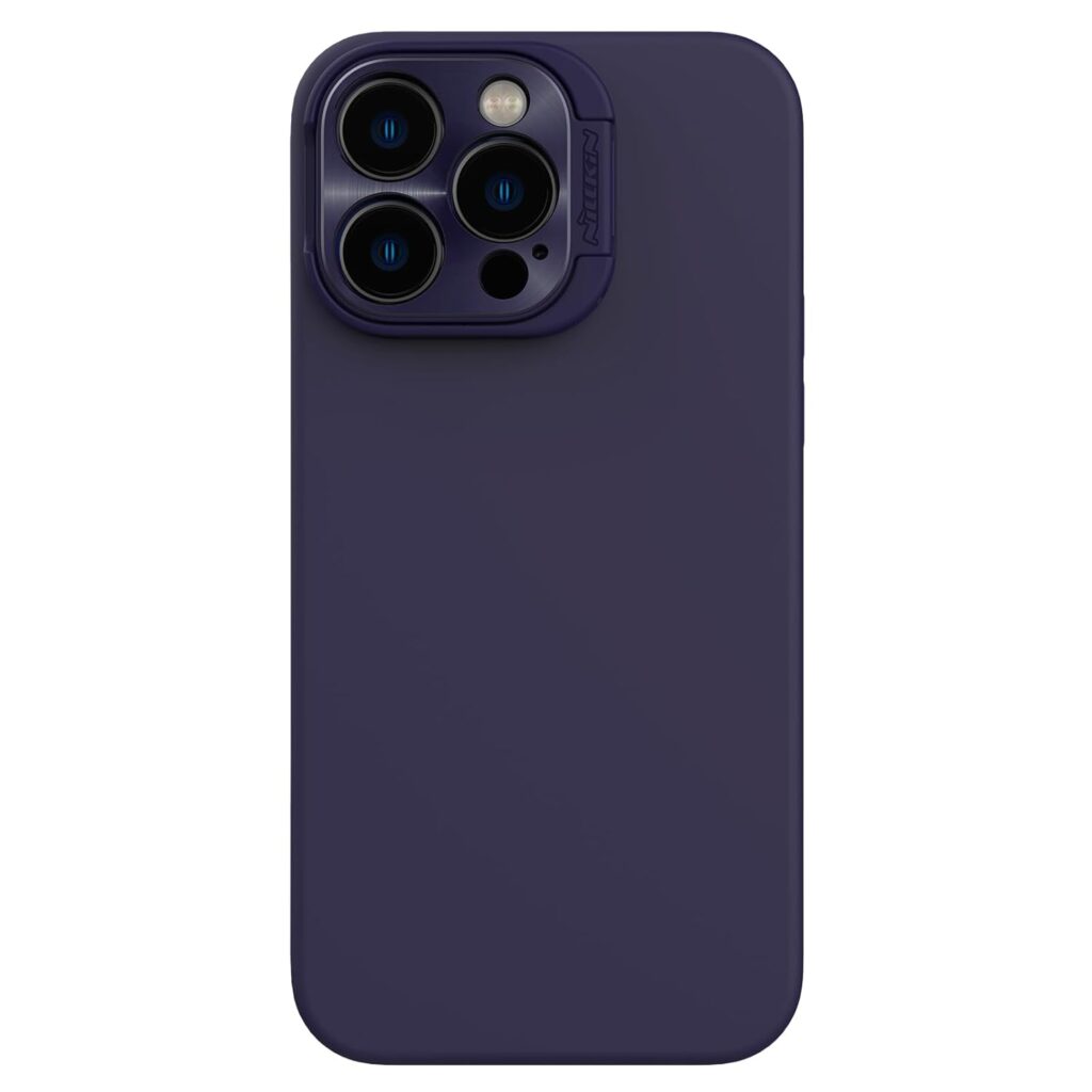 Nillkin Case for Apple iPhone 14 Pro Max (6.7" Inch) Lens Wing Magnetic for Mag Safe Metal Camera Lens Protect Hidden Stand Liquid Silicon & Fibre Purple Color