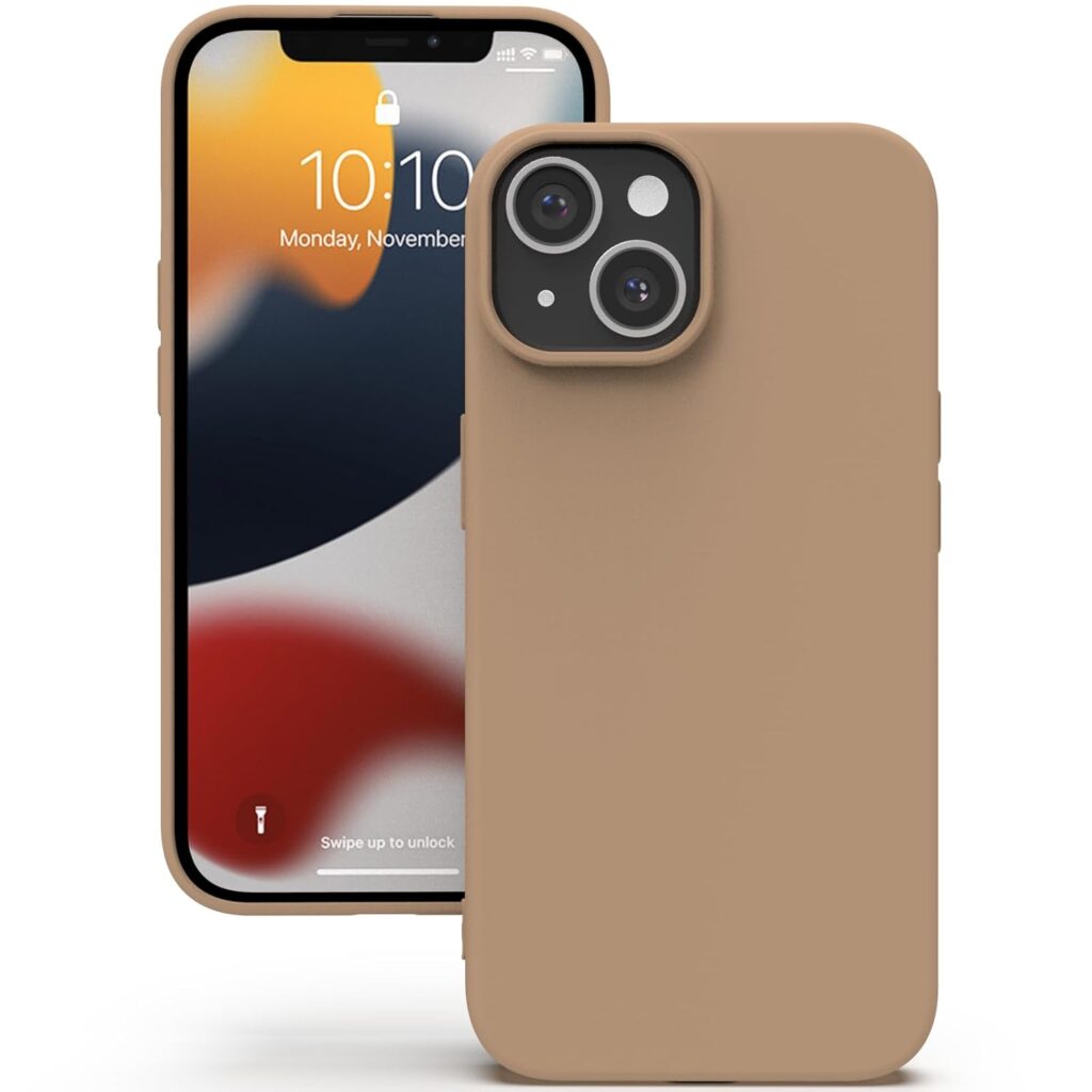 YATWIN Silicone Back Case for iPhone 14 Plus, Soft-Touch Phone Back Cover for Apple iPhone 14 Plus-Milk Tee, Light Brown