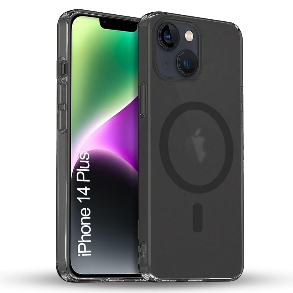 TOUCCH iPhone 14 Plus Magnetic Matte Case | Shock Proof & Paper Thin Design | Magsafe Wireless Charging Cover for Apple iPhone 14 Plus | Sleek Hard Thin Crystal Cover (Premium-Black)