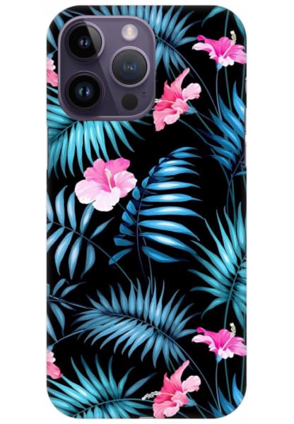 Phone Back Cover | Compatible with Apple iPhone 14 Pro Max | Pattern : Dark Blue Leafs Design_1700